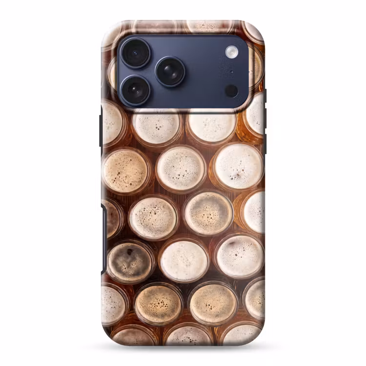 Telefoonhoesje Toughcase - Eten - Glazen - Drank - Patroon - Bruin — 1