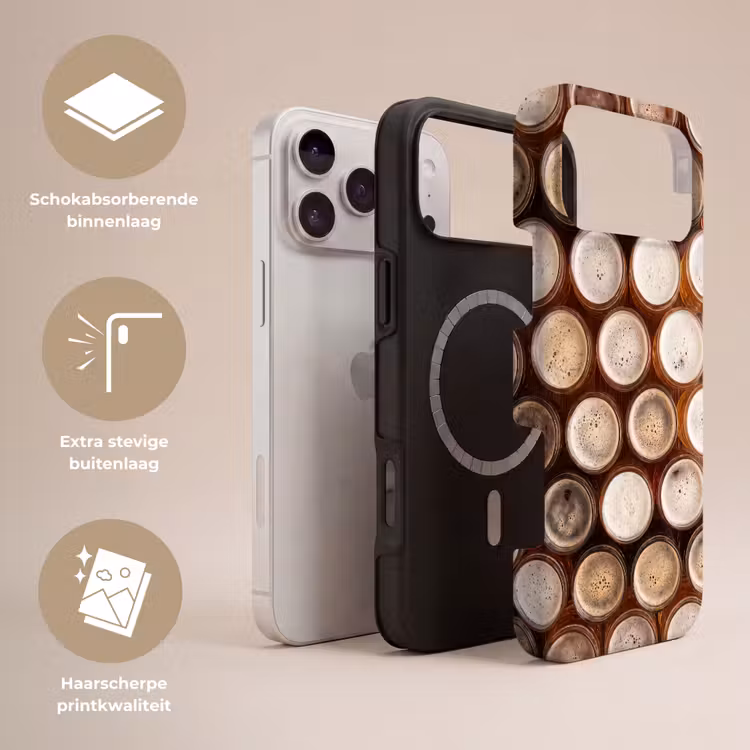 Telefoonhoesje Toughcase - Eten - Glazen - Drank - Patroon - Bruin — 3