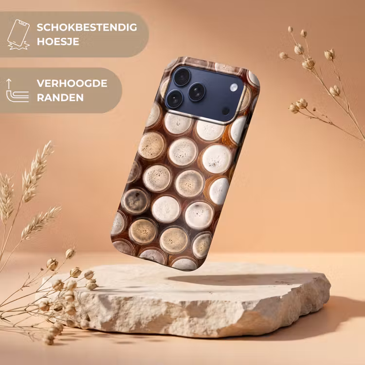 Telefoonhoesje Toughcase - Eten - Glazen - Drank - Patroon - Bruin — 5