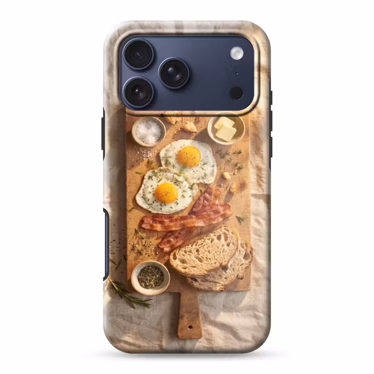 Telefoonhoesje Toughcase - Eten - Ontbijt - Hout - Rustiek - Geel — 1
