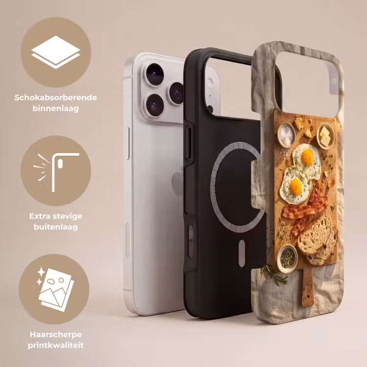 Telefoonhoesje Toughcase - Eten - Ontbijt - Hout - Rustiek - Geel — 3