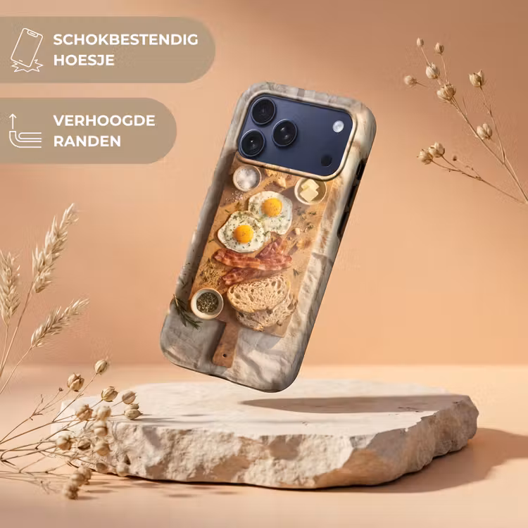 Telefoonhoesje Toughcase - Eten - Ontbijt - Hout - Rustiek - Geel — 5