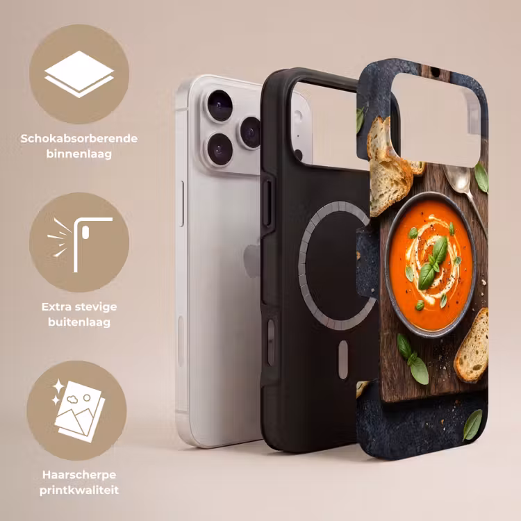Telefoonhoesje Toughcase - Eten - Soep - Basilicum - Rustiek - Rood — 3