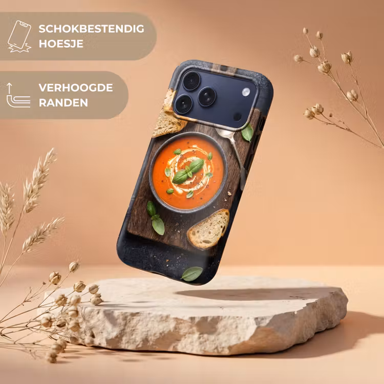 Telefoonhoesje Toughcase - Eten - Soep - Basilicum - Rustiek - Rood — 5