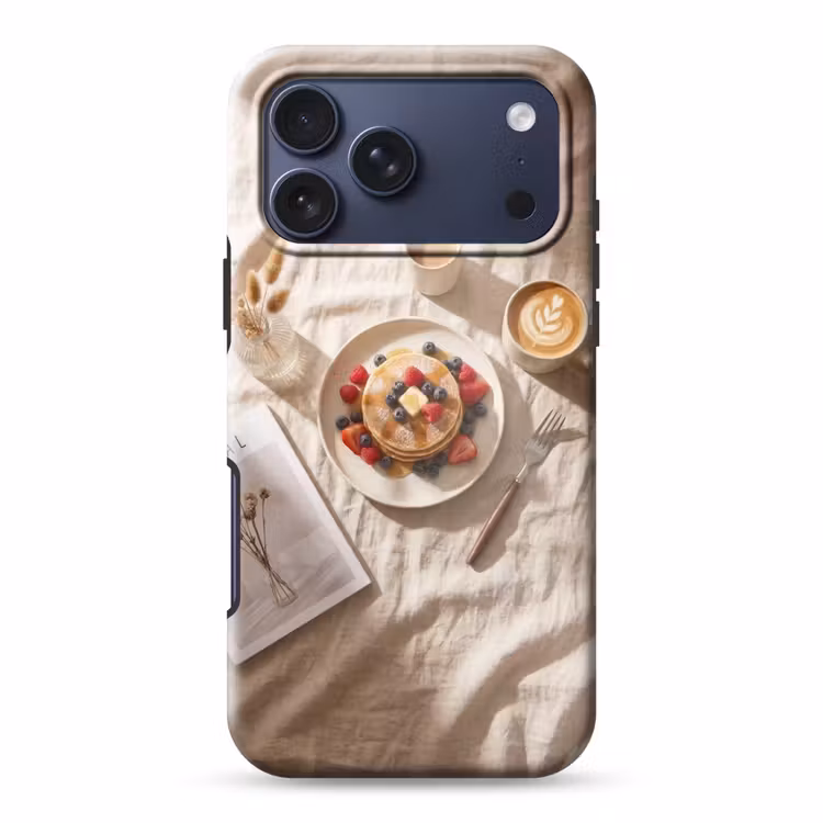 Telefoonhoesje Toughcase - Pannenkoeken - Bessen - Ontbijt - Modern - Beige — 1