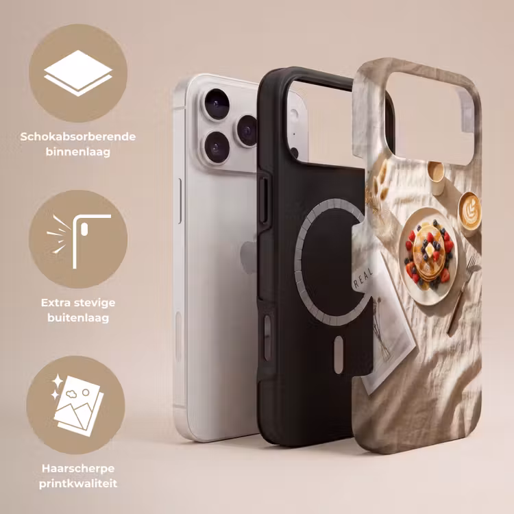Telefoonhoesje Toughcase - Pannenkoeken - Bessen - Ontbijt - Modern - Beige — 3