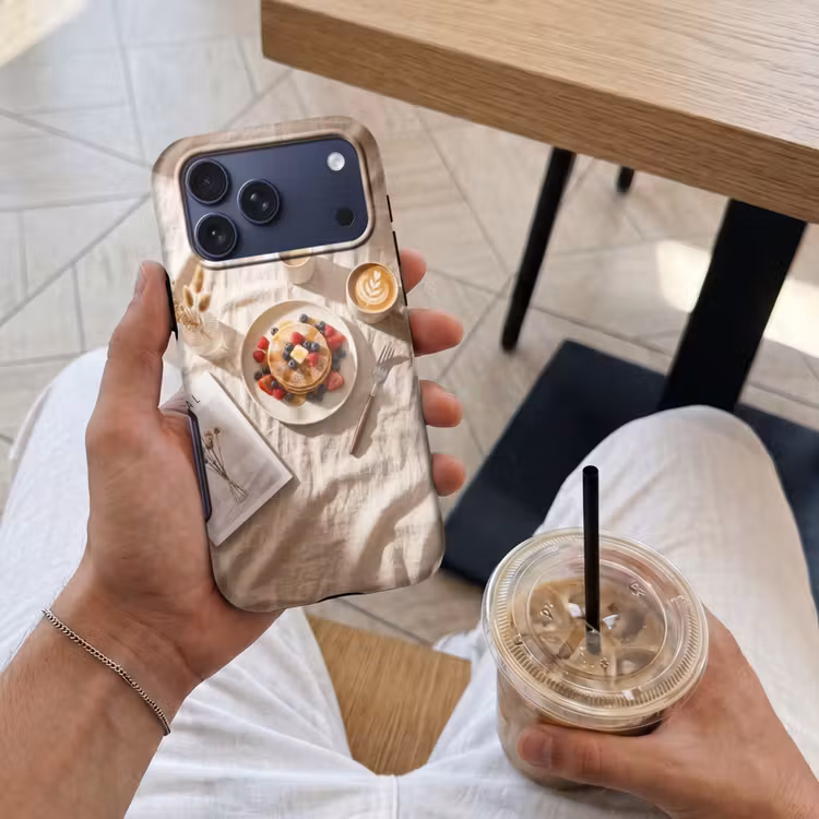 Telefoonhoesje Toughcase - Pannenkoeken - Bessen - Ontbijt - Modern - Beige — 4