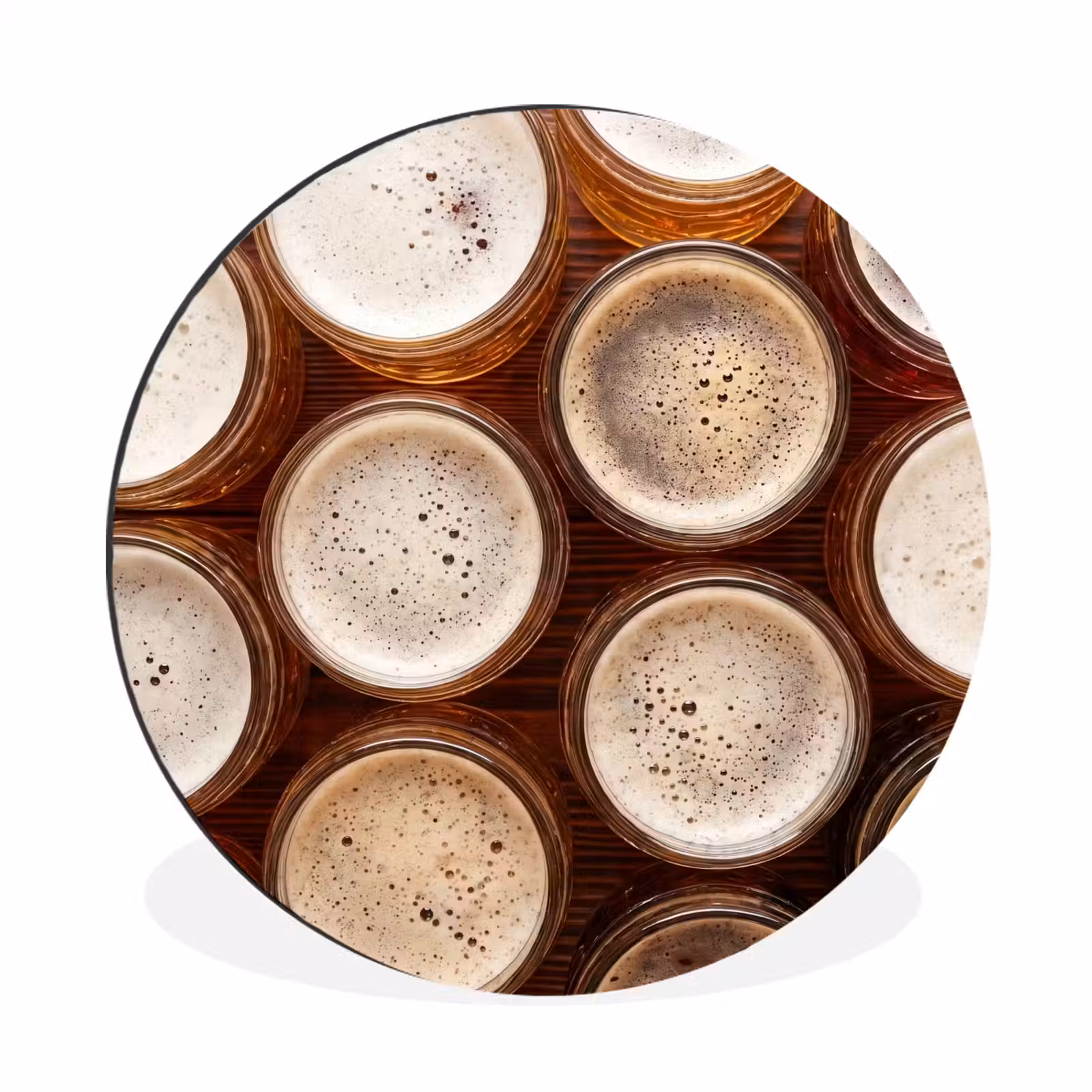Wandcirkel - Aluminium - Eten - Glazen - Drank - Patroon - Bruin — 1