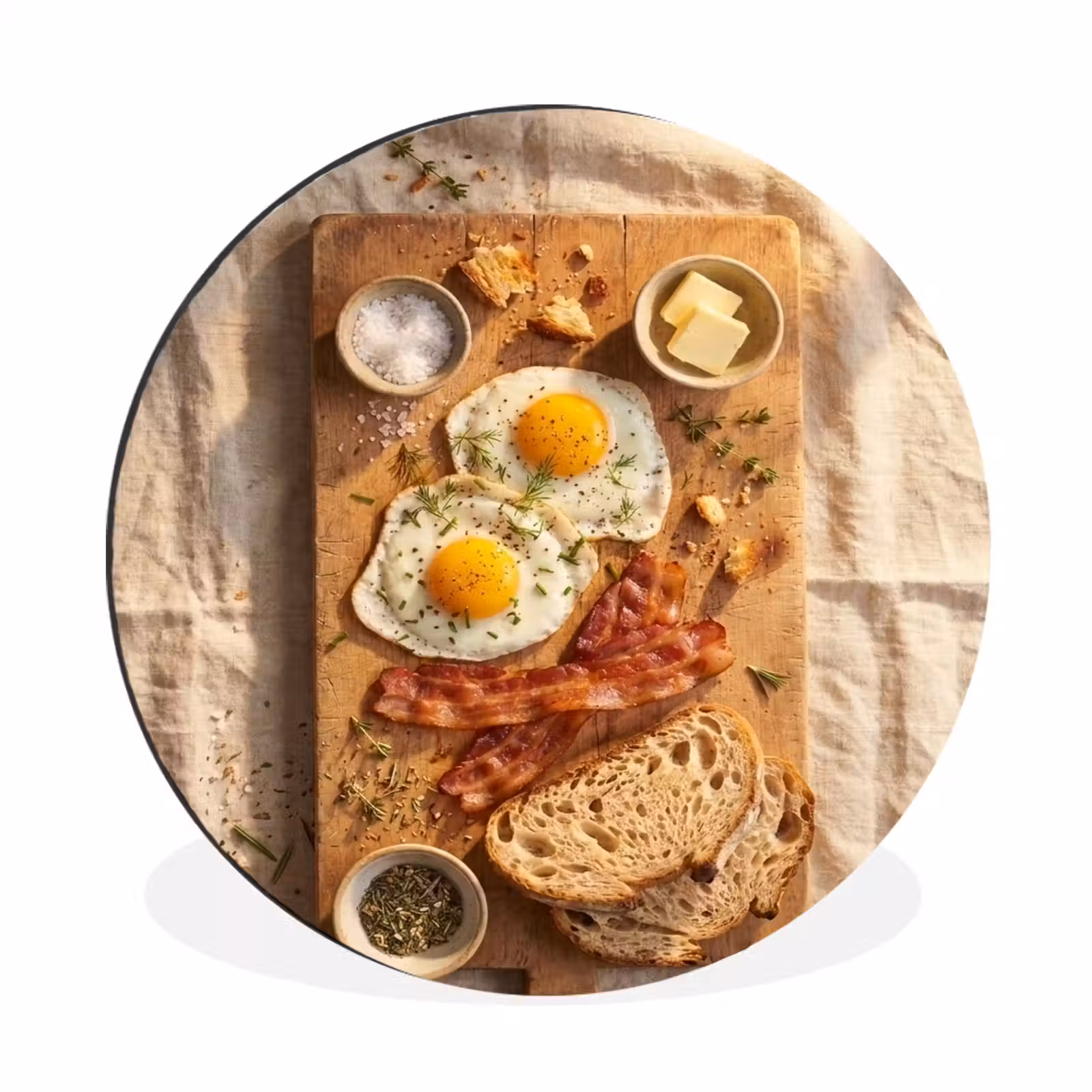 Wandcirkel - Aluminium - Eten - Ontbijt - Hout - Rustiek - Geel — 1