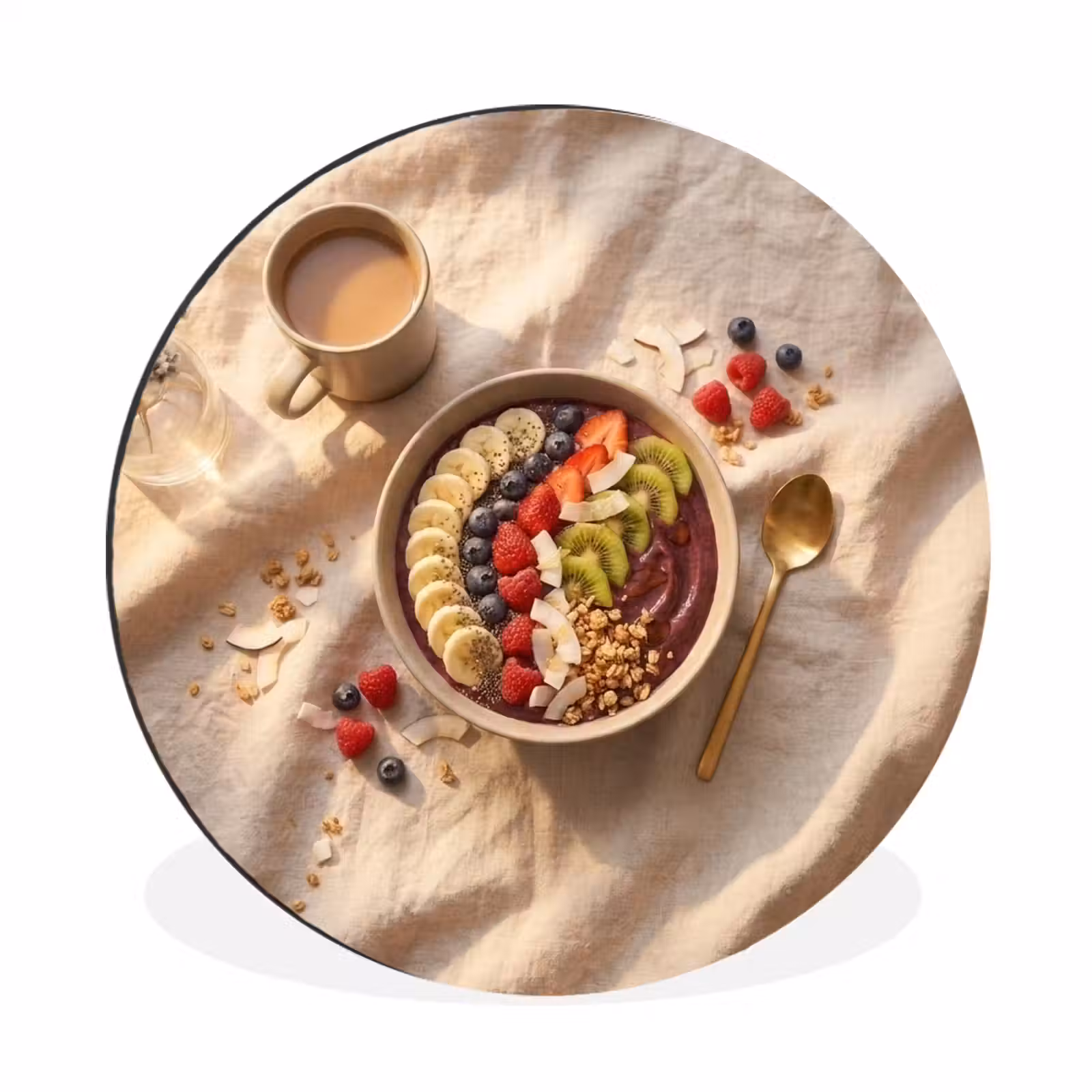 Wandcirkel - Aluminium - Eten - Ontbijtkom - Fruit - Gezond - Kleurrijk — 1