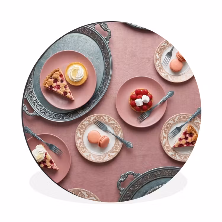 Wandcirkel - Aluminium - Dessert - Taart - Gebak - Zoet - Roze — 1