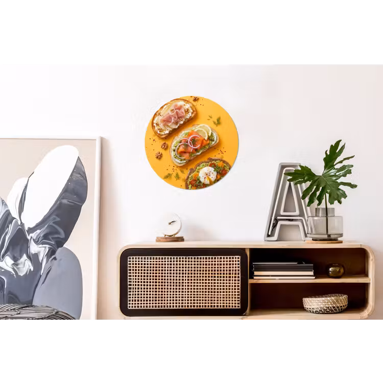 Wandcirkel - Aluminium - Eten - Brood - Ontbijt - Modern - Kleurrijk — 3