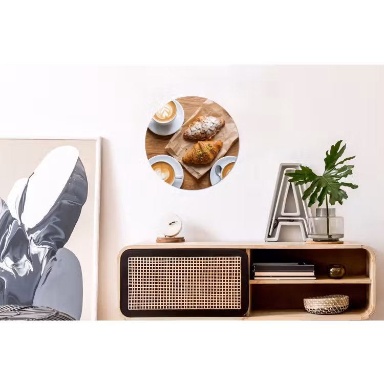 Wandcirkel - Aluminium - Eten - Croissant - Koffie - Ontbijt - Modern — 3