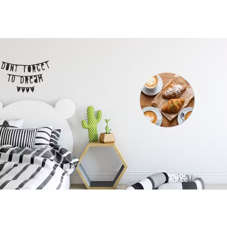 Wandcirkel - Aluminium - Eten - Croissant - Koffie - Ontbijt - Modern — 5