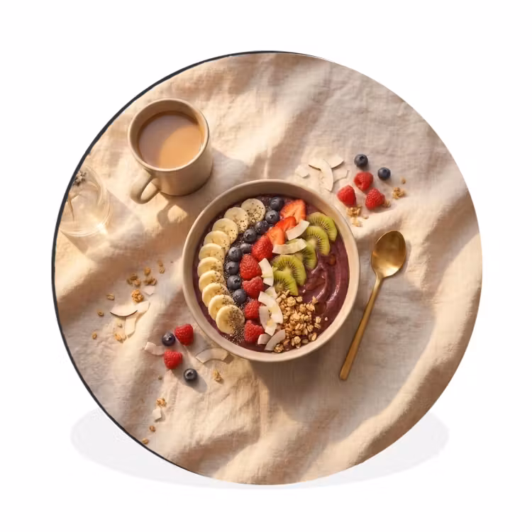 Wandcirkel - Aluminium - Eten - Ontbijtkom - Fruit - Gezond - Kleurrijk — 1