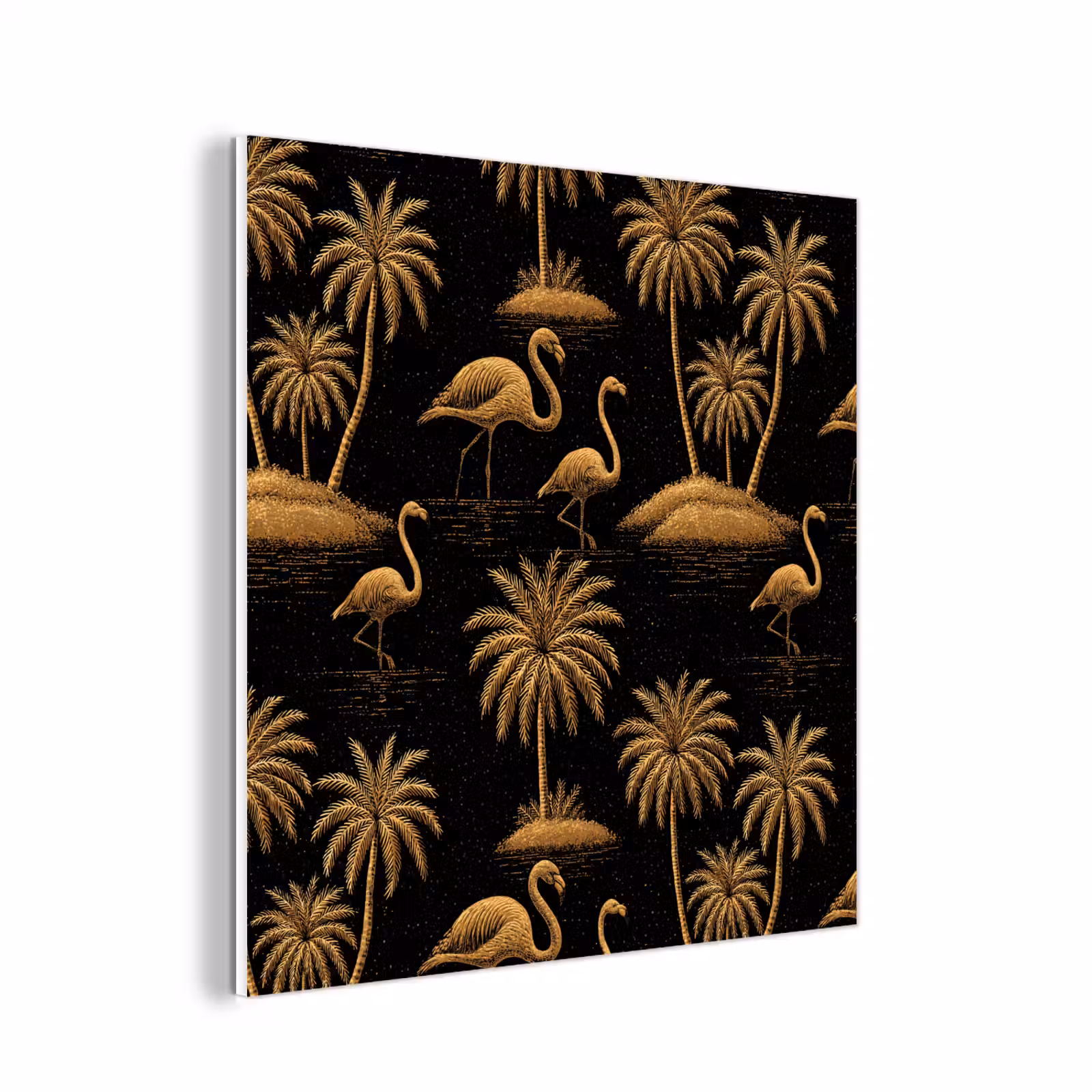 Forex - Flamingo - Palmbomen - Tropisch - Goud - Zwart — 1