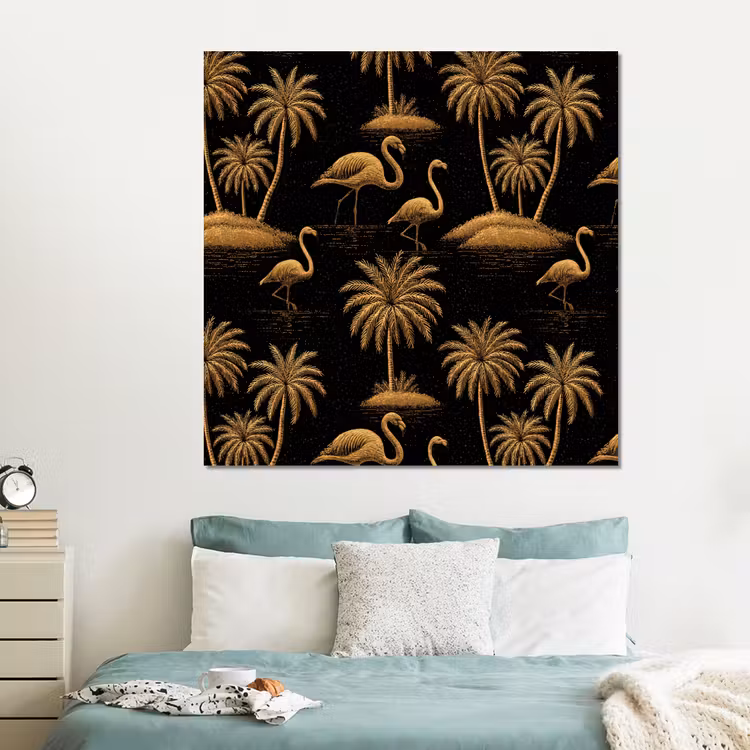 Forex - Flamingo - Palmbomen - Tropisch - Goud - Zwart — 2