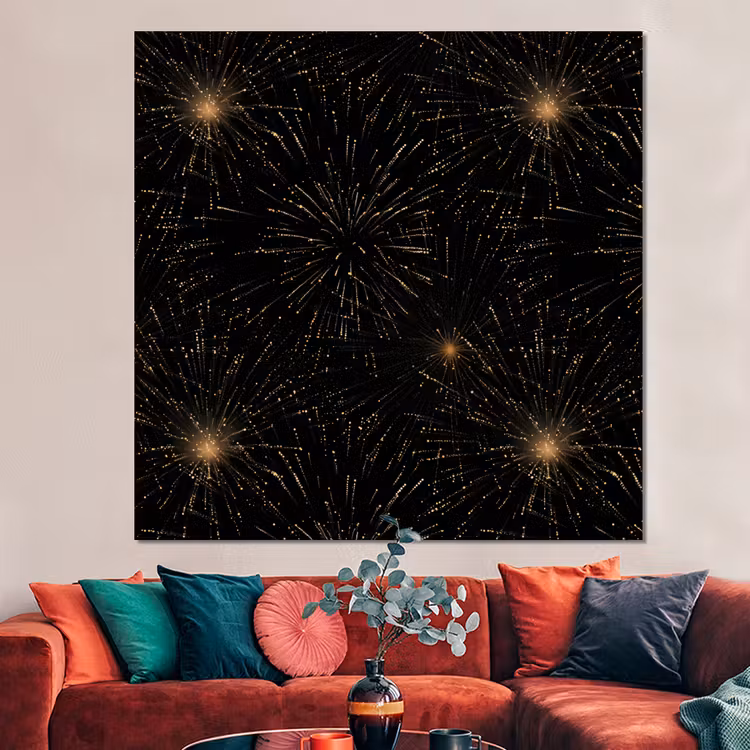 Forex - Vuurwerk - Patroon - Feestelijk - Goud - Zwart — 3