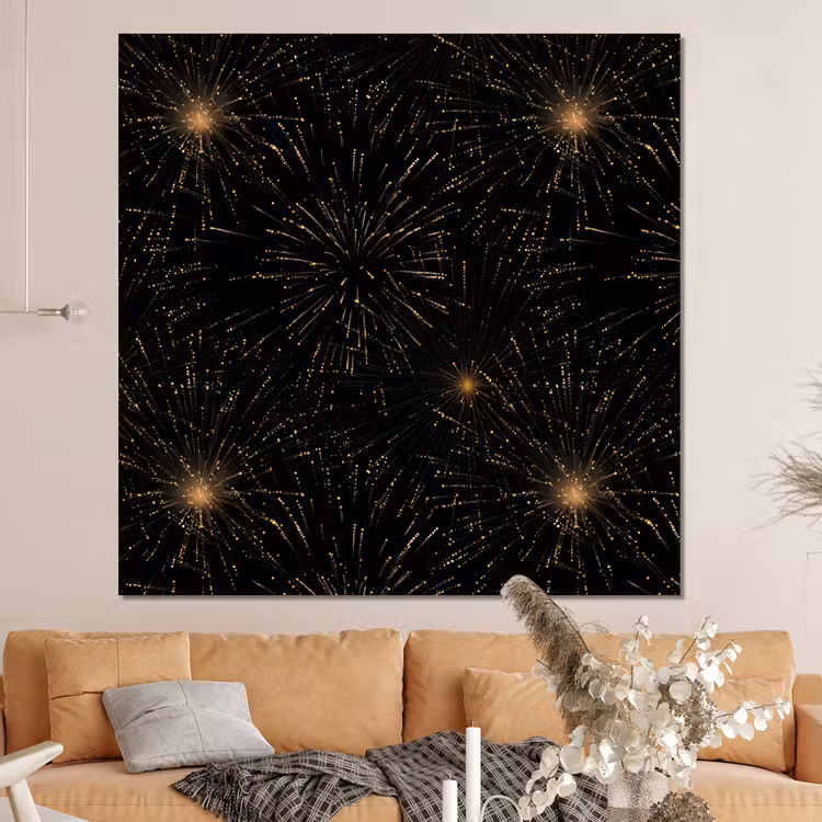 Forex - Vuurwerk - Patroon - Feestelijk - Goud - Zwart — 4