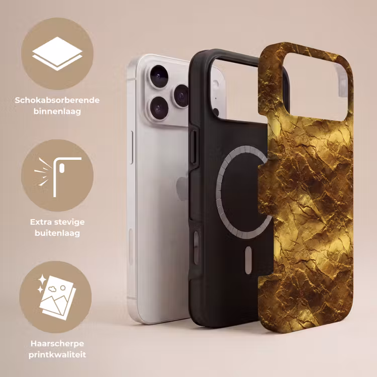 Telefoonhoesje Toughcase - Bladgoud - Textuur - Goud — 3