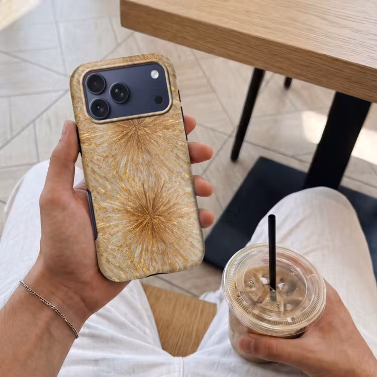 Telefoonhoesje Toughcase - Explosie - Abstract - Goud - Wit — 4