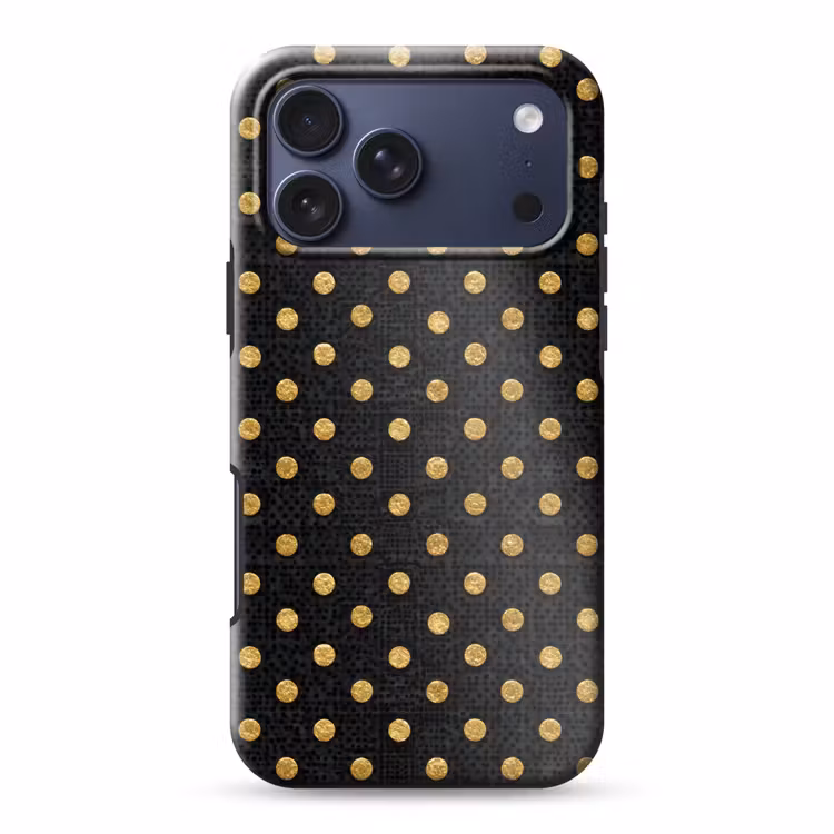 Telefoonhoesje Toughcase - Polka Dot - Stippen - Goud - Zwart — 1