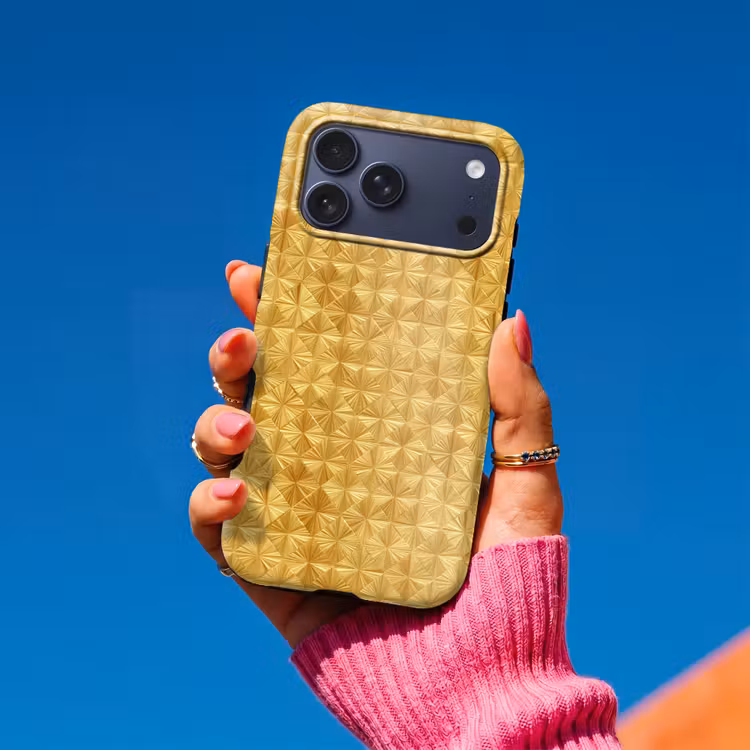 Telefoonhoesje Toughcase - Tegels - Geometrisch - Reliëf - Goud — 2