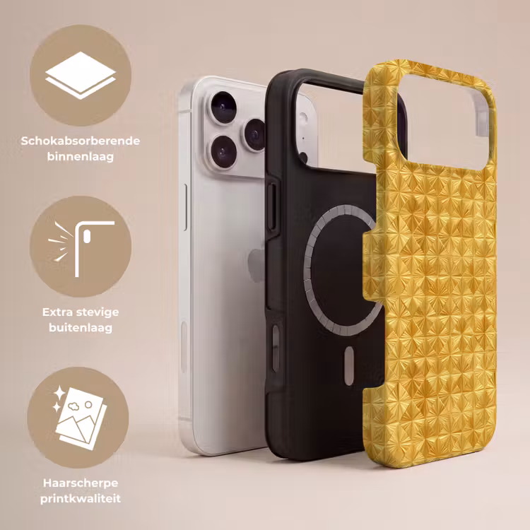 Telefoonhoesje Toughcase - Tegels - Geometrisch - Reliëf - Goud — 3