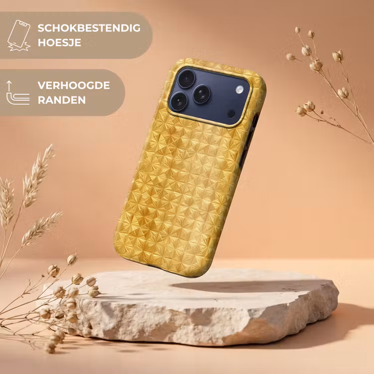 Telefoonhoesje Toughcase - Tegels - Geometrisch - Reliëf - Goud — 5