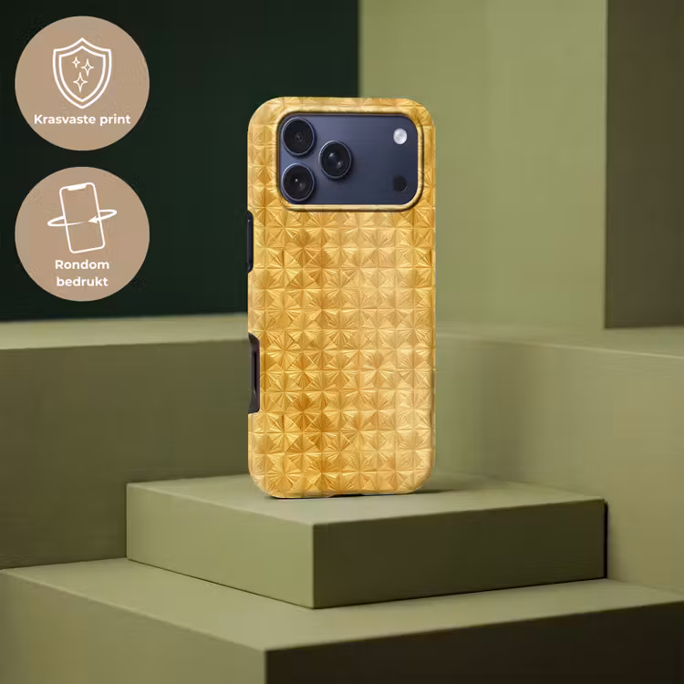 Telefoonhoesje Toughcase - Tegels - Geometrisch - Reliëf - Goud — 7