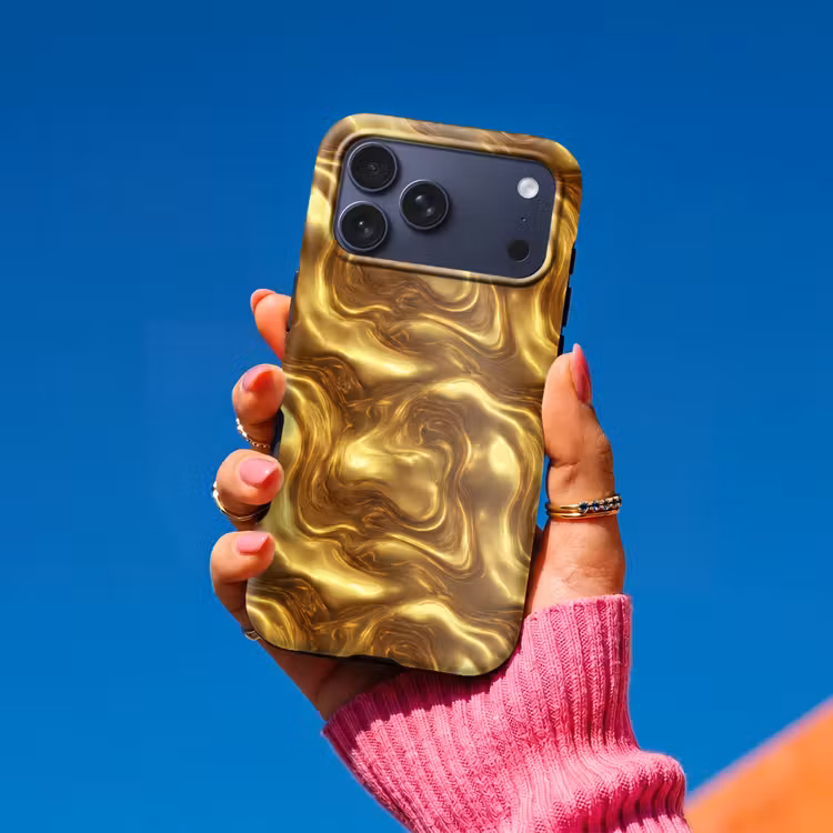 Telefoonhoesje Toughcase - Textuur - Vloeibaar - Organisch - Goud — 2