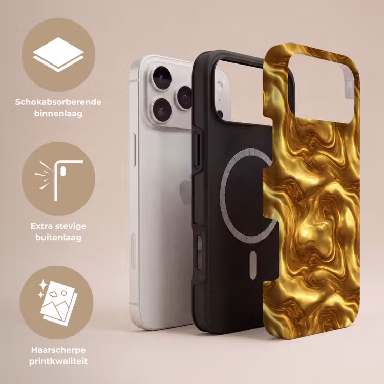 Telefoonhoesje Toughcase - Textuur - Vloeibaar - Organisch - Goud — 3