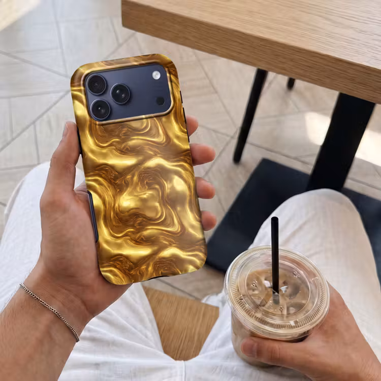 Telefoonhoesje Toughcase - Textuur - Vloeibaar - Organisch - Goud — 4