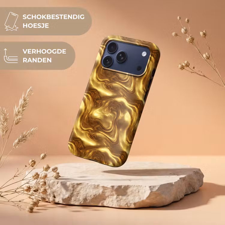 Telefoonhoesje Toughcase - Textuur - Vloeibaar - Organisch - Goud — 5