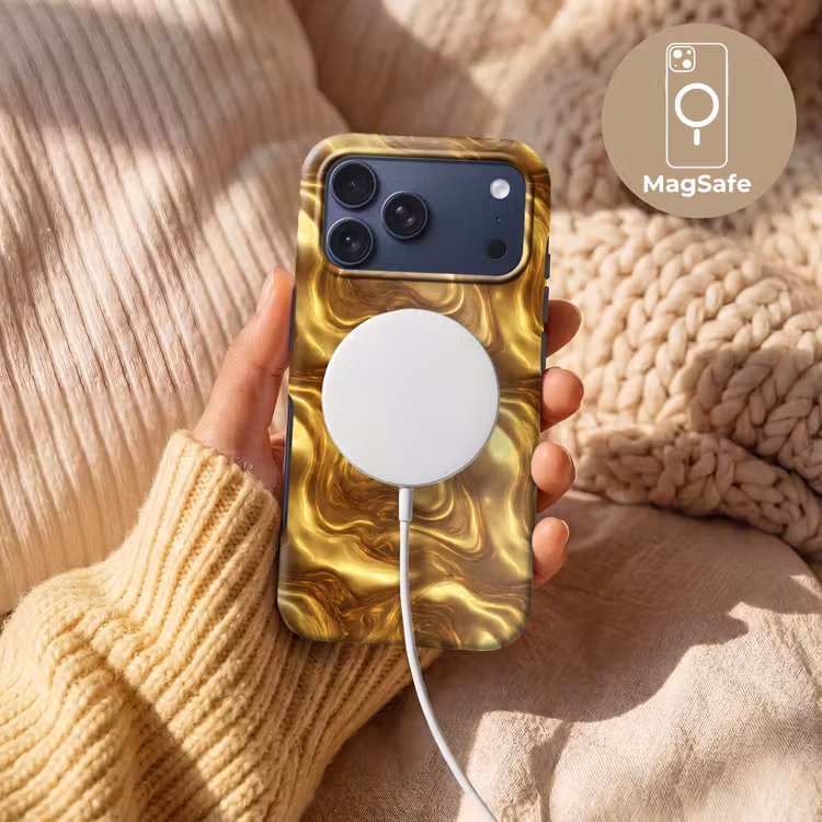Telefoonhoesje Toughcase - Textuur - Vloeibaar - Organisch - Goud — 8
