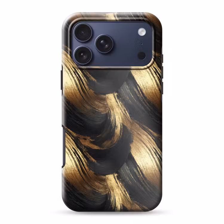 Telefoonhoesje Toughcase - Verfstreken - Abstract - Goud - Zwart — 1
