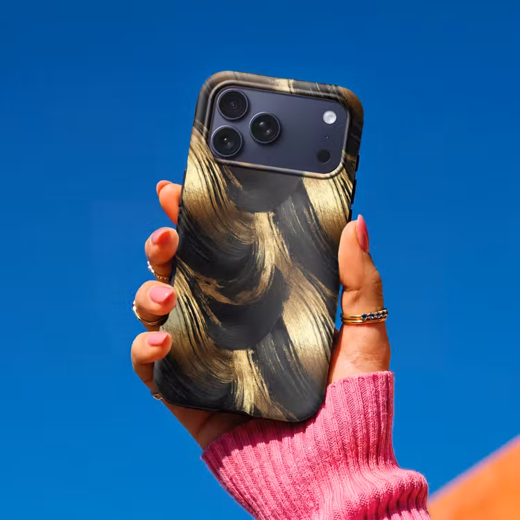 Telefoonhoesje Toughcase - Verfstreken - Abstract - Goud - Zwart — 2