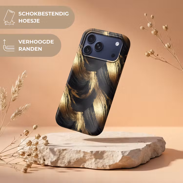 Telefoonhoesje Toughcase - Verfstreken - Abstract - Goud - Zwart — 5