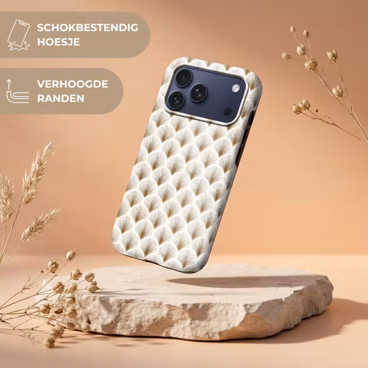 Telefoonhoesje Toughcase - Waaiers - Art Deco - Elegant - Goud - Wit — 5