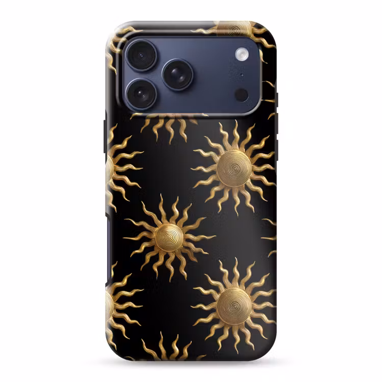 Telefoonhoesje Toughcase - Zon - Patroon - Luxe - Goud - Zwart — 1