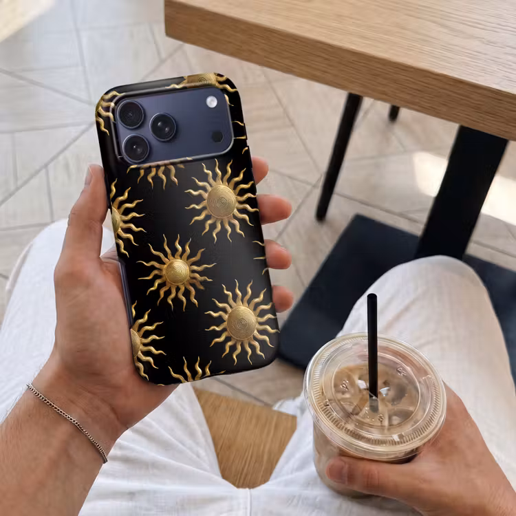Telefoonhoesje Toughcase - Zon - Patroon - Luxe - Goud - Zwart — 4