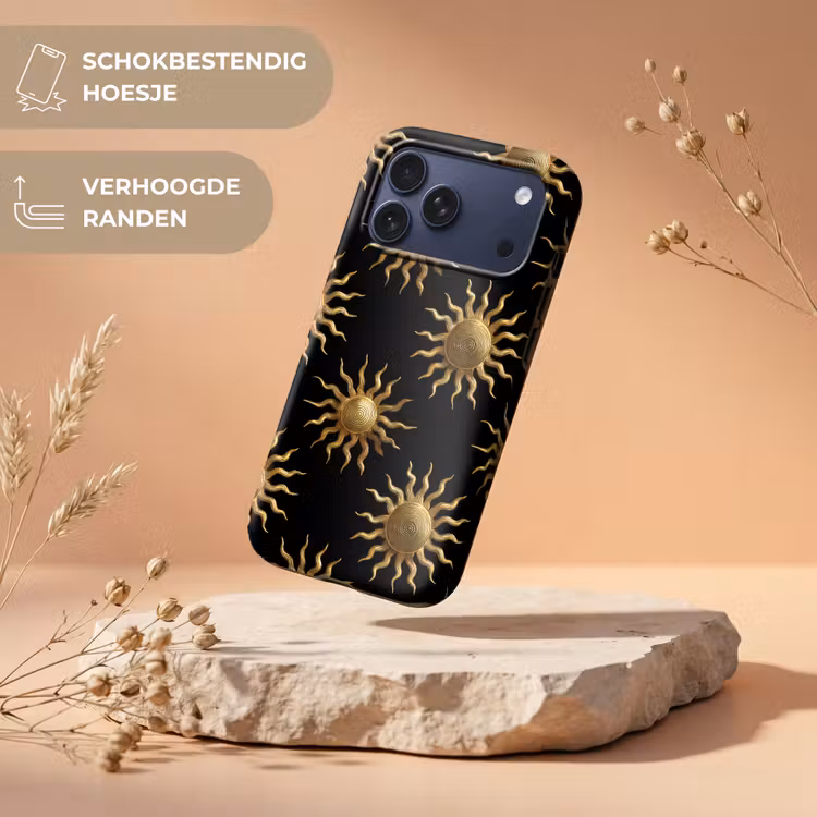 Telefoonhoesje Toughcase - Zon - Patroon - Luxe - Goud - Zwart — 5