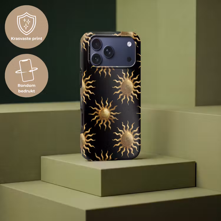 Telefoonhoesje Toughcase - Zon - Patroon - Luxe - Goud - Zwart — 7
