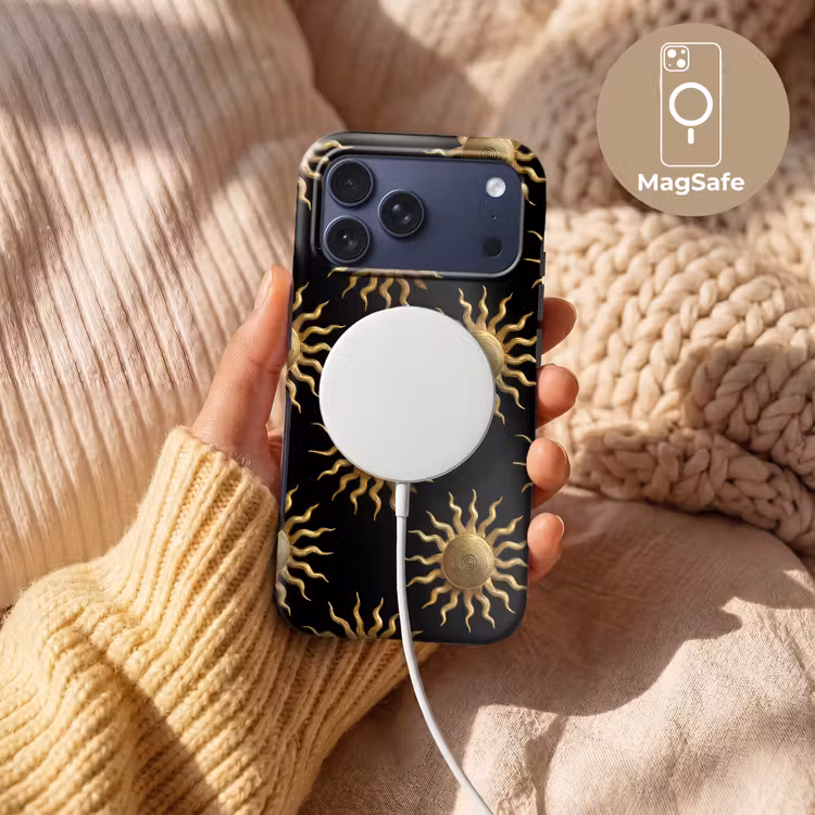 Telefoonhoesje Toughcase - Zon - Patroon - Luxe - Goud - Zwart — 8