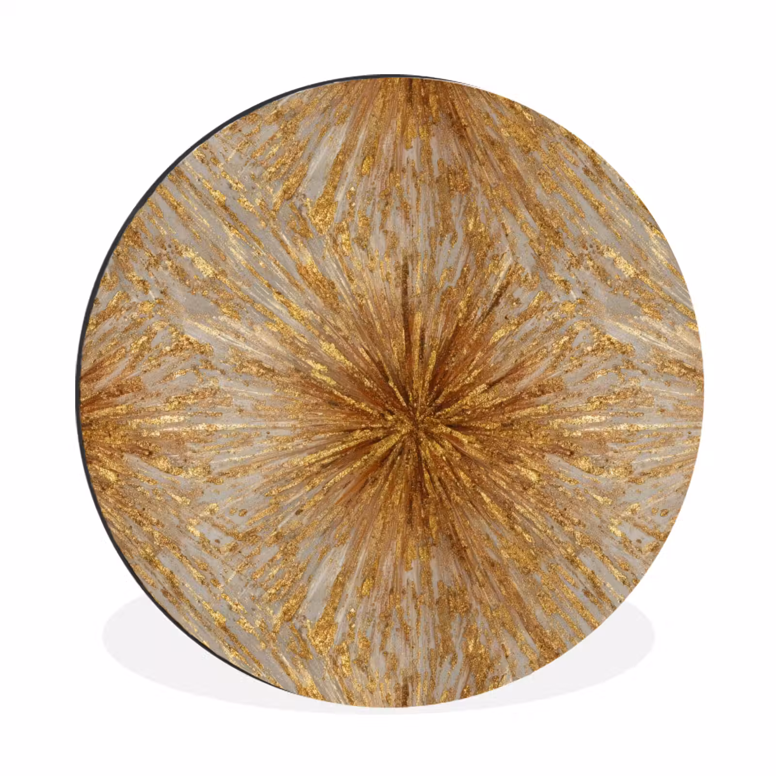 Wandcirkel - Aluminium - Explosie - Abstract - Goud - Wit — 1