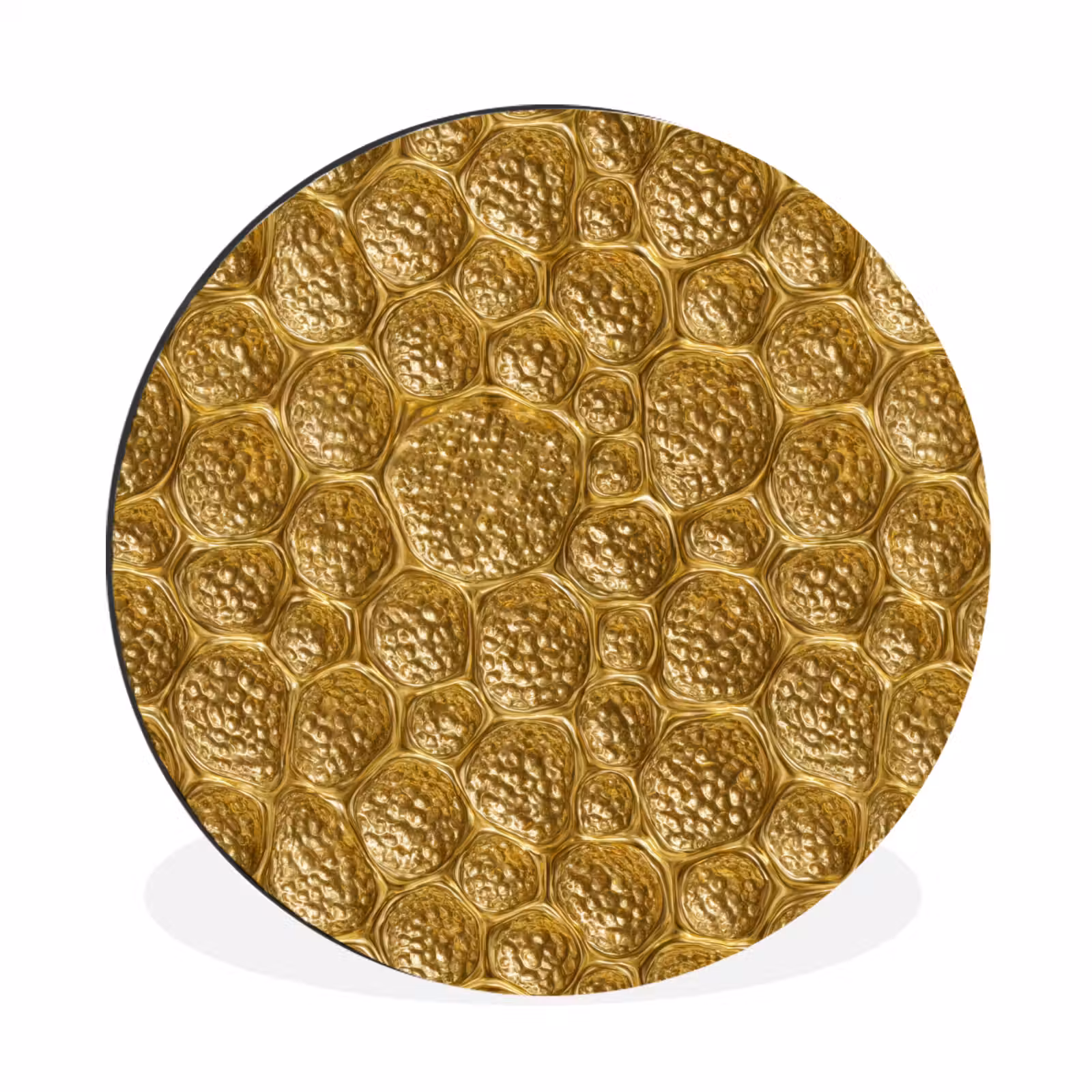 Wandcirkel - Aluminium - Gehamerd - Mozaïek - Antiek - Goud — 1
