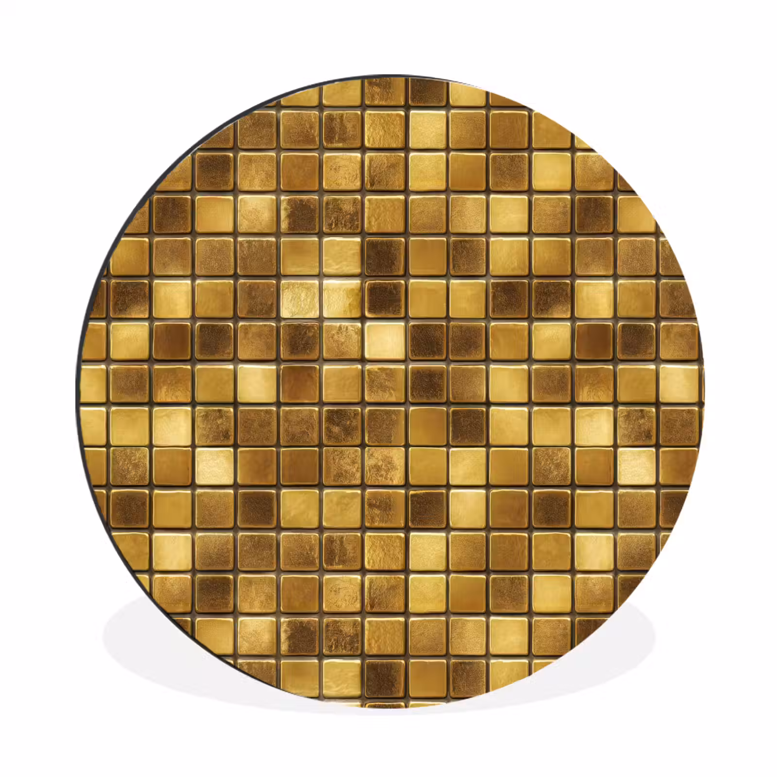 Wandcirkel - Aluminium - Tegels - Mozaïek - Luxe - Warm Goud — 1