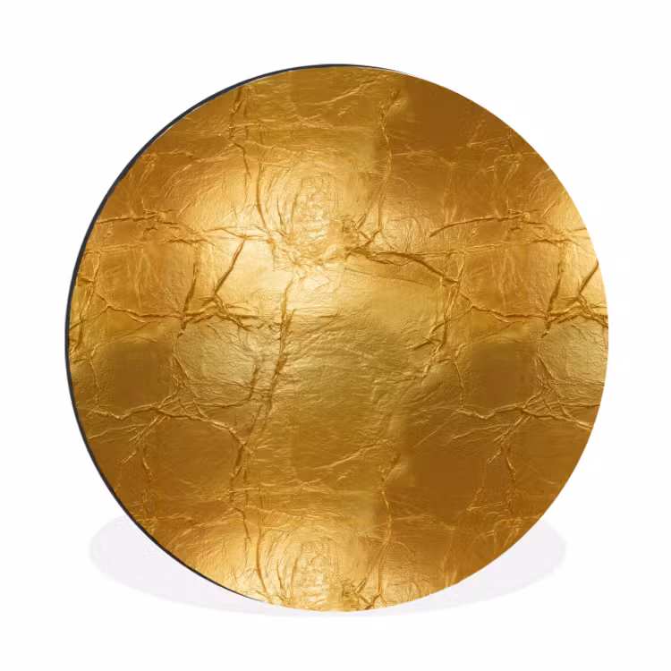 Wandcirkel - Aluminium - Bladgoud - Vintage - Textuur - Warm Goud — 1