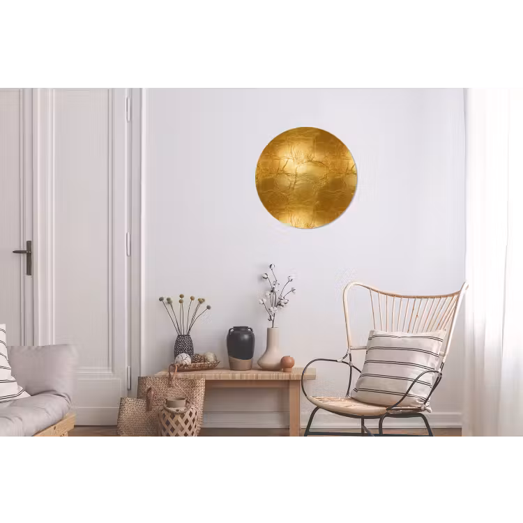 Wandcirkel - Aluminium - Bladgoud - Vintage - Textuur - Warm Goud — 2