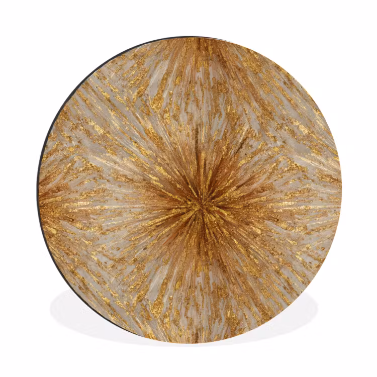 Wandcirkel - Aluminium - Explosie - Abstract - Goud - Wit — 1
